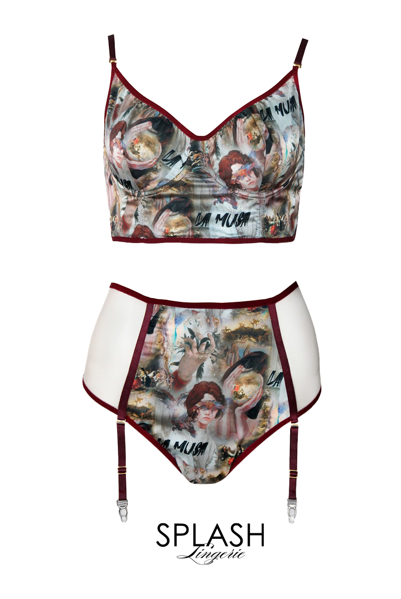 画像1: 【サンプル特別価格】Notion|ワイヤー入りブラジャー&ガーターベルト付きショーツセット|ギフトBOX入り|西洋絵画・未発表モデル・サンプル・見本品|LA MUSA ラミューザ【即日発送・サイズ交換NG】輸入下着・ 高級ランジェリー   (1)