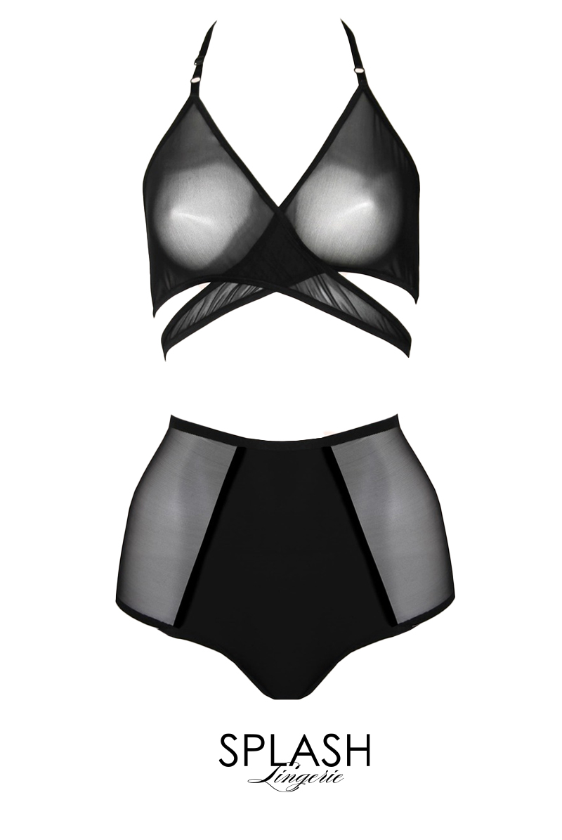 画像1: 【サンプル特別価格】Melody|ブラレット&ハイウエストショーツセット・ノンパテッドブラ・ホルターネック・シースルー|ギフトBOX入り|未発表モデル・サンプル・見本品|LA MUSA ラミューザ【即日発送・サイズ交換NG】輸入下着・ 高級ランジェリー   (1)