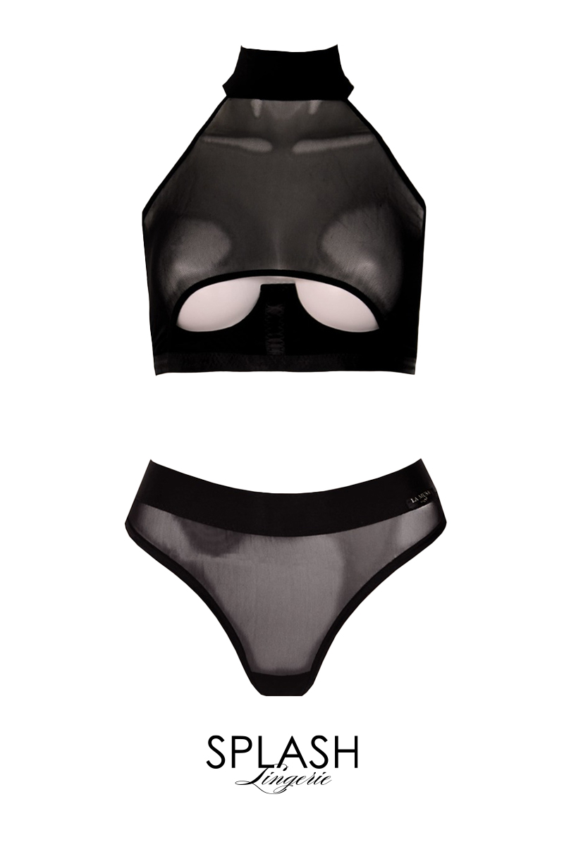 画像1: 【サンプル特別価格】Reflection|ワイヤー入りブラジャー&ショーツセット・ホルターネック・シースルー・後ろファスナータイプ・ストラップ付|ギフトBOX入り|未発表モデル・サンプル・見本品|LA MUSA ラミューザ【即日発送・サイズ交換NG】輸入下着・ 高級ランジェリー   (1)