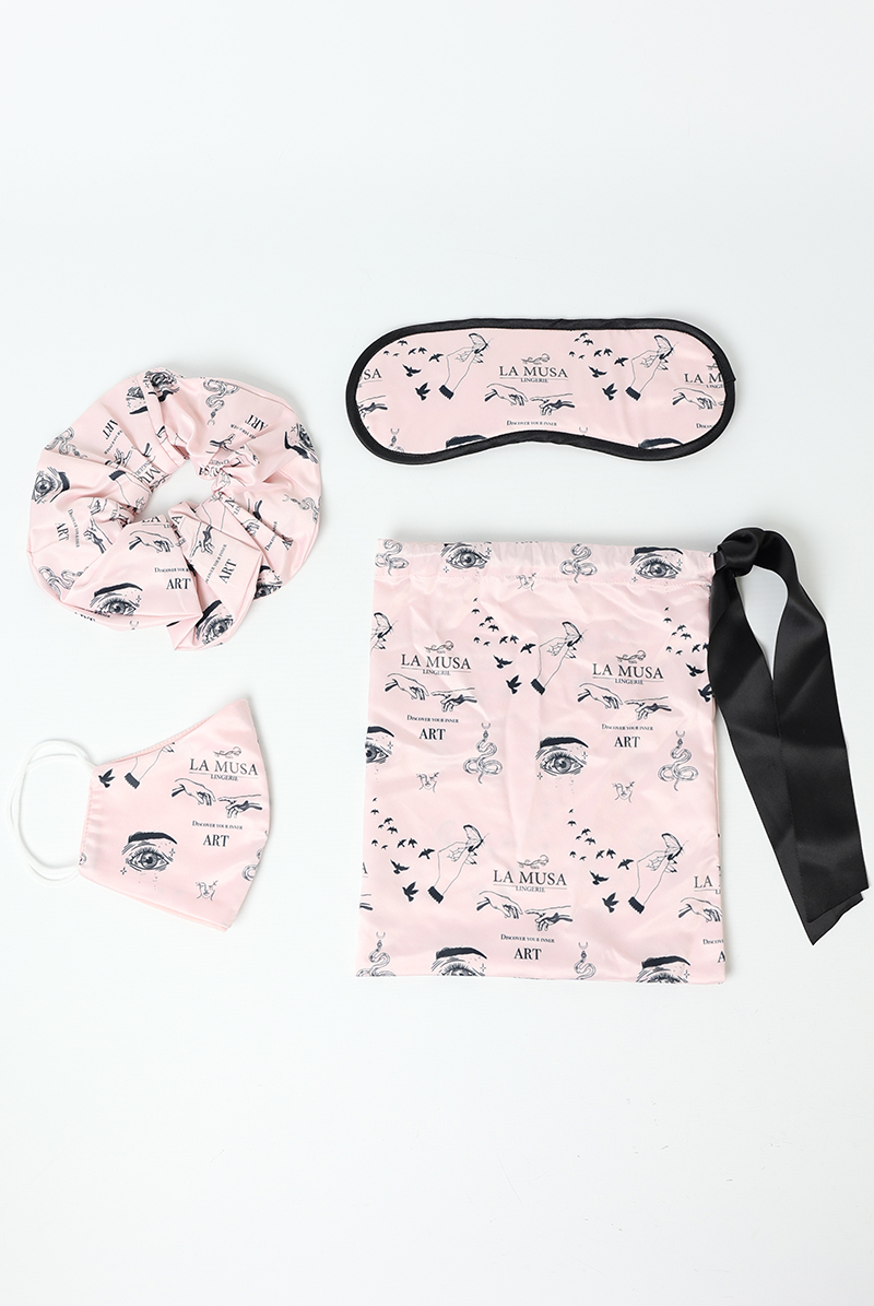 画像7: 【サンプル特別価格】Art Tattoo Travel Set|トラベル4点セット・アイマスク・シュシュ・マスク・巾着ポーチ|ギフトBOX入り|LA MUSAアイコンプリント・未発表モデル・サンプル・見本品|LA MUSA ラミューザ【即日発送・サイズ交換NG】輸入下着・ 高級ランジェリー   (7)