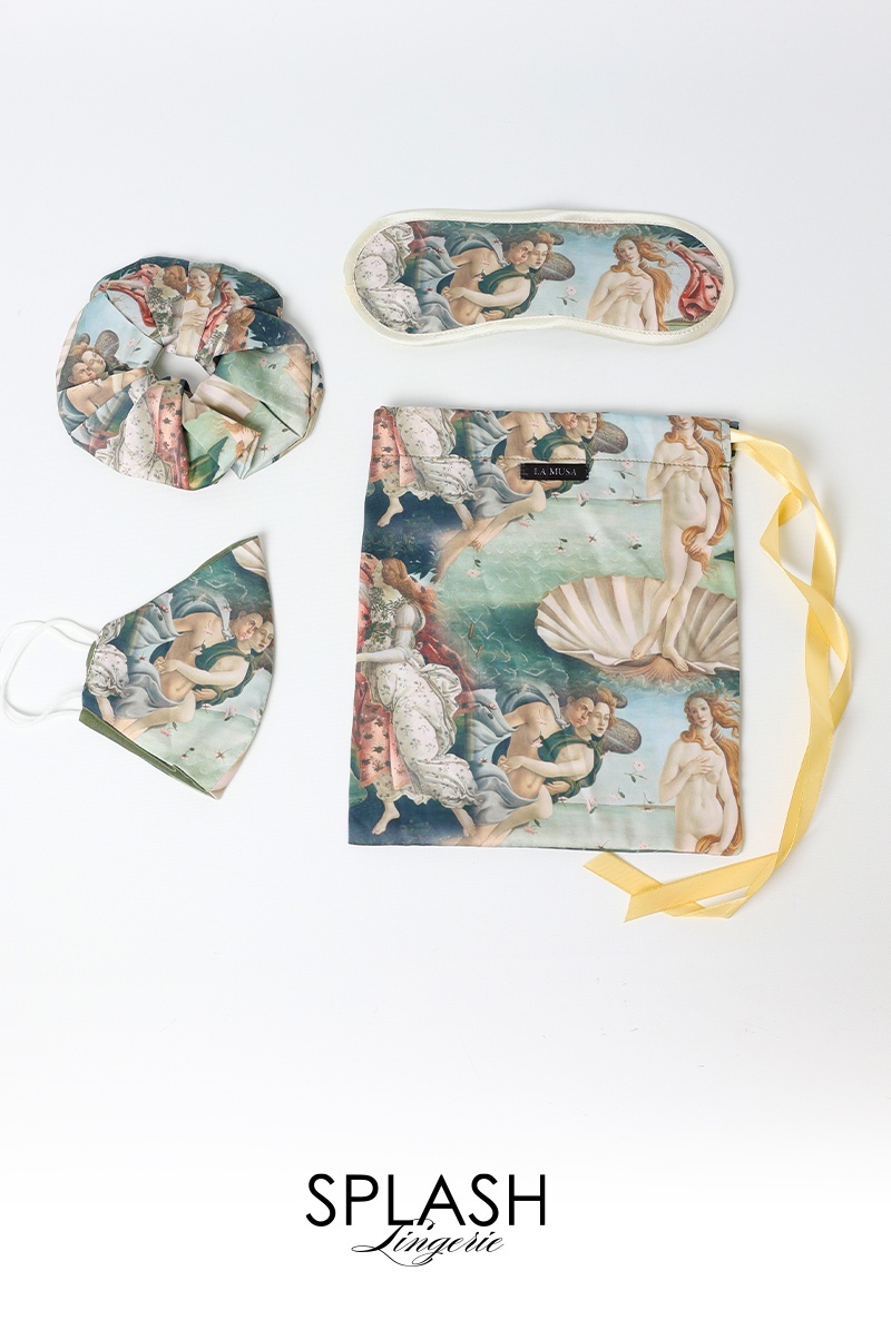 画像1: 【サンプル特別価格】Venus Travel Set|トラベル4点セット・アイマスク・シュシュ・マスク・巾着ポーチ|ギフトBOX入り|ヴィーナスモチーフ・未発表モデル・サンプル・見本品|LA MUSA ラミューザ【即日発送・サイズ交換NG】輸入下着・ 高級ランジェリー   (1)