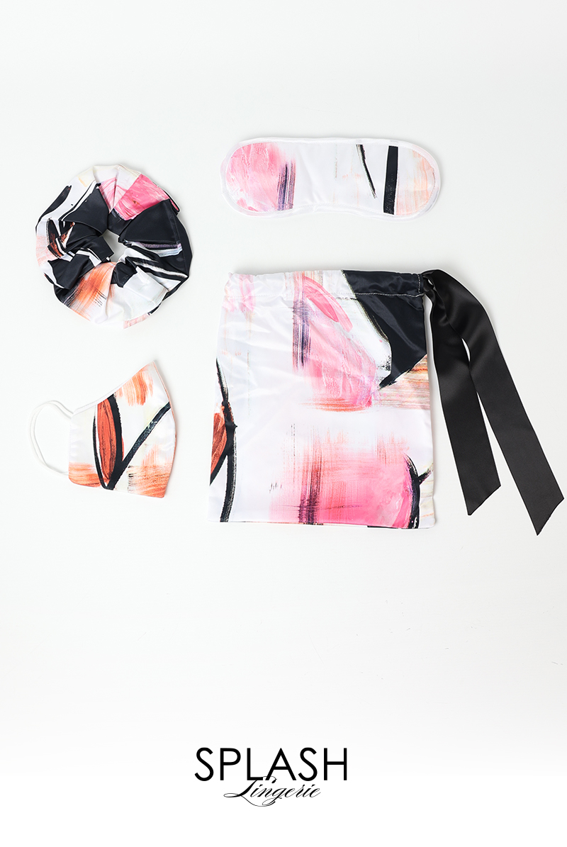 画像1: 【サンプル特別価格】Watercolour Travel Set|トラベル4点セット・アイマスク・シュシュ・マスク・巾着ポーチ|ギフトBOX入り|水彩画・未発表モデル・サンプル・見本品|LA MUSA ラミューザ【即日発送・サイズ交換NG】輸入下着・ 高級ランジェリー   (1)