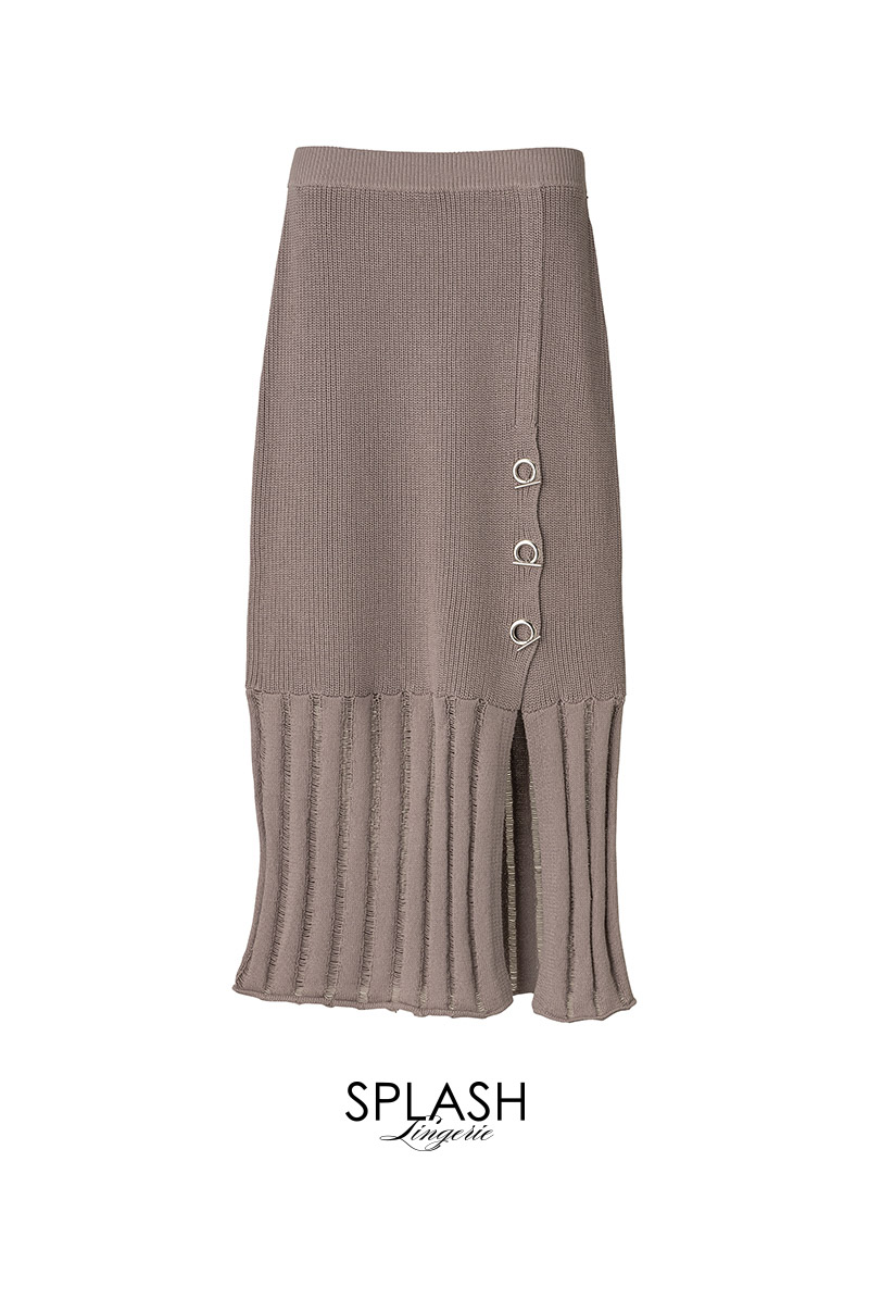 画像1: Gambit Slit Knit Skirt |ロングスカート・ニット・グレージュ | Lilose リローズ【サイズ交換NG】   日本製   (1)