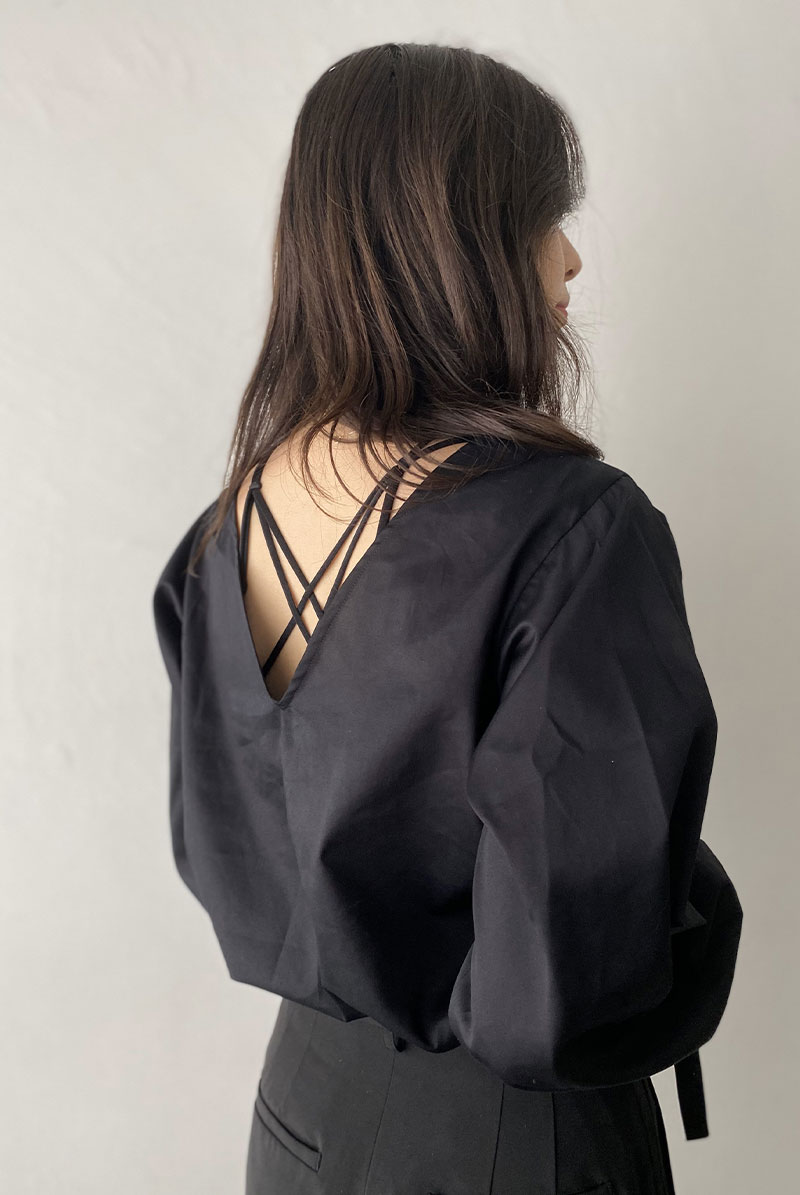 画像10: Desir Front gathers Blouse Basic BK |トップス・ブラウス・ブラック・コットン | Lilose リローズ【サイズ交換NG・クーポン割引対象外】  日本製   (10)