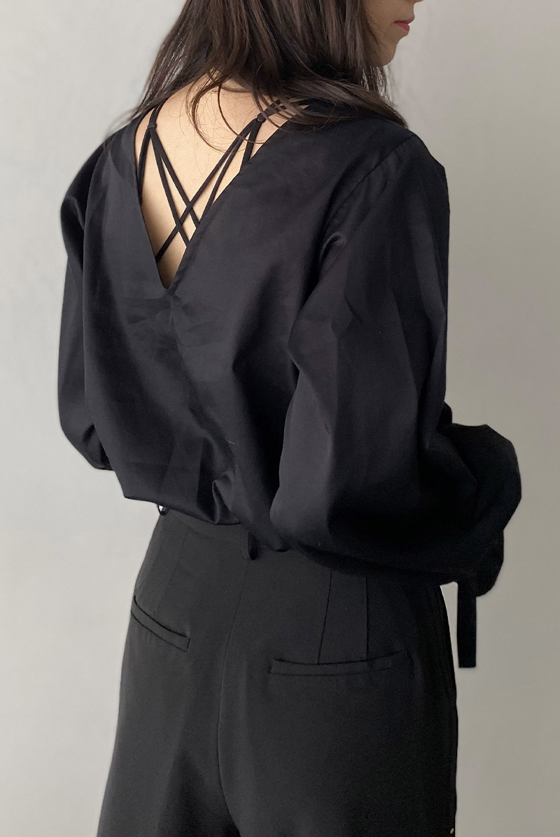 画像13: Desir Front gathers Blouse Basic BK |トップス・ブラウス・ブラック・コットン | Lilose リローズ【サイズ交換NG・クーポン割引対象外】  日本製   (13)