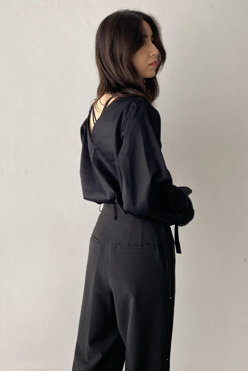 画像14: Desir Front gathers Blouse Basic BK |トップス・ブラウス・ブラック・コットン | Lilose リローズ【サイズ交換NG・クーポン割引対象外】  日本製   (14)