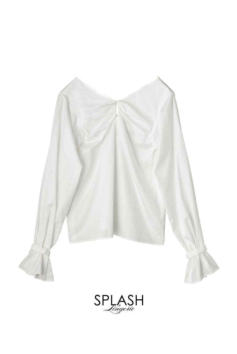画像2: Desir Front gathers Blouse Basic WH |トップス・ブラウス・ホワイト・コットン | Lilose リローズ【サイズ交換NG・クーポン割引対象外】  日本製   (2)