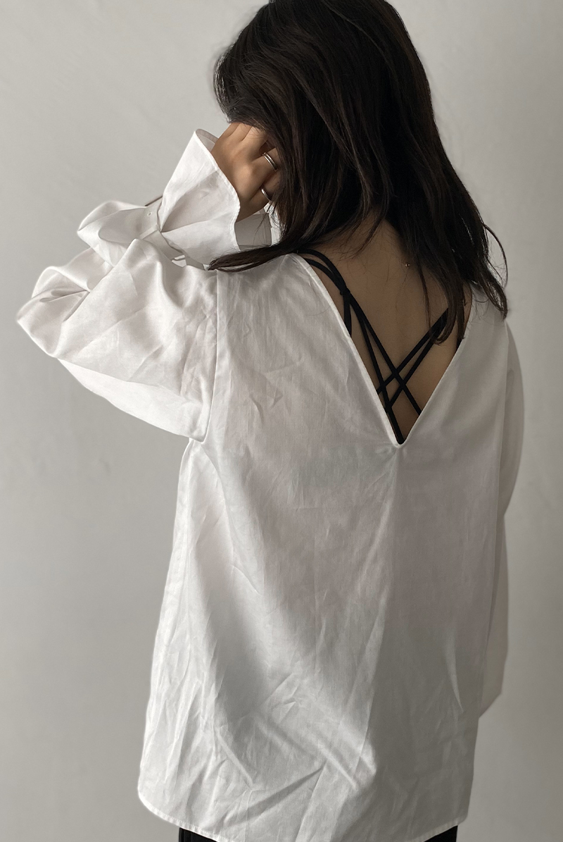 画像4: Desir Front gathers Blouse Basic WH |トップス・ブラウス・ホワイト・コットン | Lilose リローズ【サイズ交換NG・クーポン割引対象外】  日本製   (4)