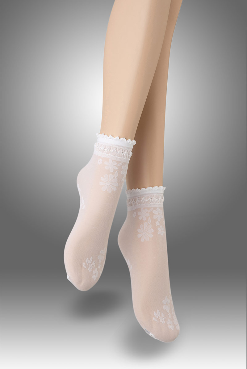 MAXIMA Socks bianco | ショートストッキング・花柄・ホワイト | Veneziana ベネチアナ【即日発送・サイズ交換NG